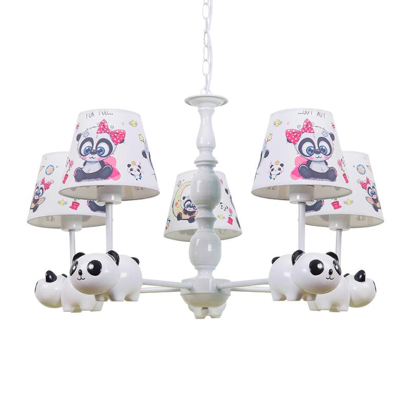 Baby Bedroom Panda Chandelier with Tapered Shade Light - Rebooters