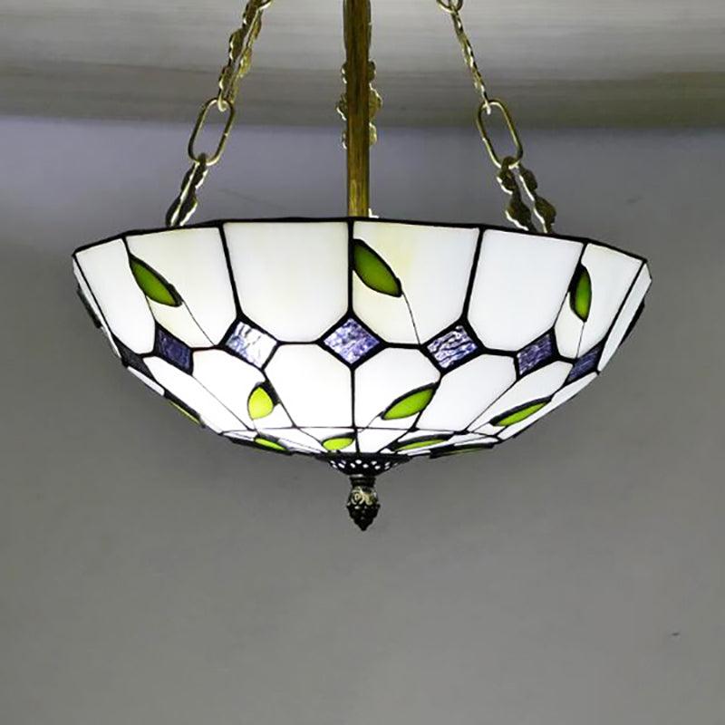 12"/16"/19.5" W Bowl Shade Ceiling Pendant Stained Glass Chandelier - Rebooters