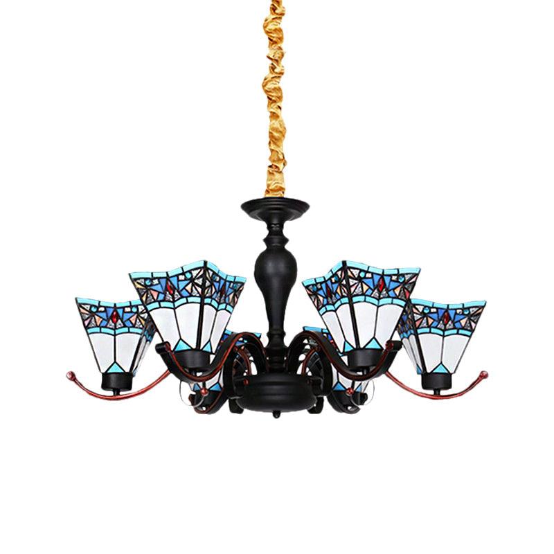 6 Lights Geometric Tiffany Style Stained Glass Chandelier - Rebooters