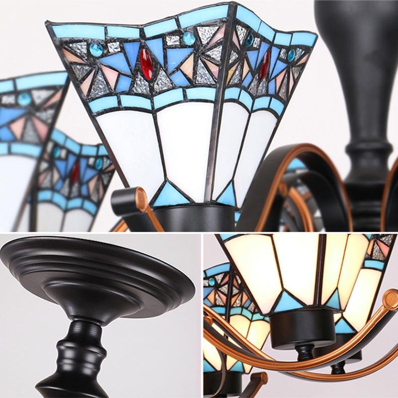 6 Lights Geometric Tiffany Style Stained Glass Chandelier - Rebooters