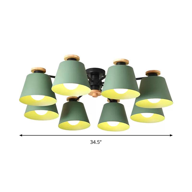 8 Lights Trapezoid Ceiling Lamp Metal Macaron Loft Light - Rebooters