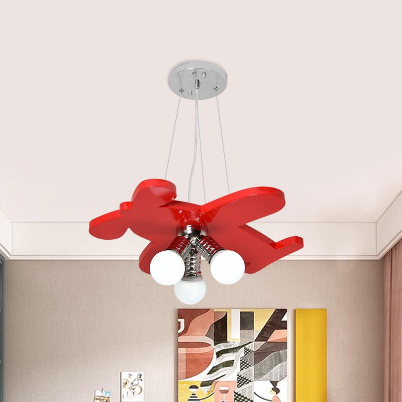 Battle-Plane Kindergarten Chandelier Lamp Acrylic 3 Heads Hanging Light - Rebooters