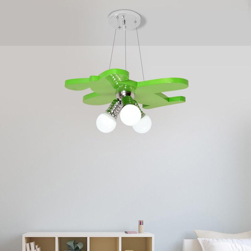 Battle-Plane Kindergarten Chandelier Lamp Acrylic 3 Heads Hanging Light - Rebooters