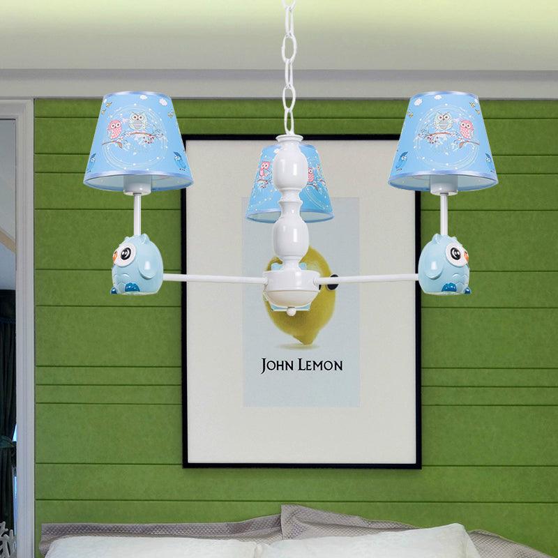 Baby Owl Shape Chandelier with Fabric Shade in Blue - Rebooters