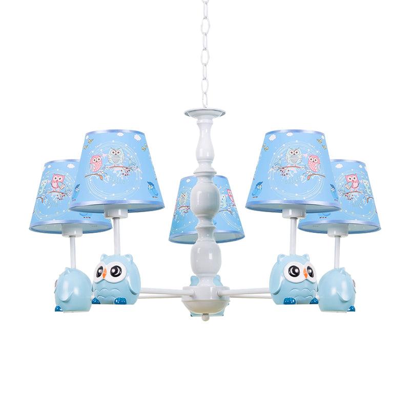 Baby Owl Shape Chandelier with Fabric Shade in Blue - Rebooters
