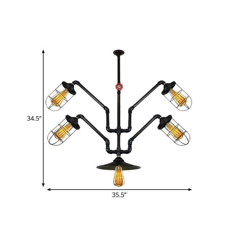 5 Lights Wire Cage Suspended Light Industrial Chandelier - Rebooters