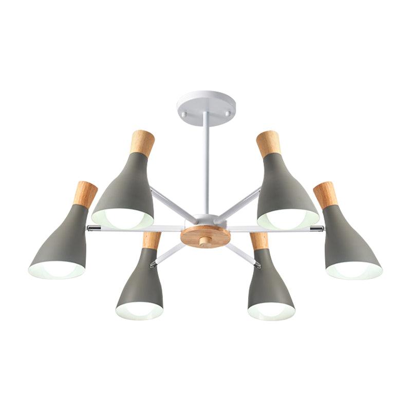 6 Lights Bottle Hanging Light Nordic Style Metal Chandelier - Rebooters