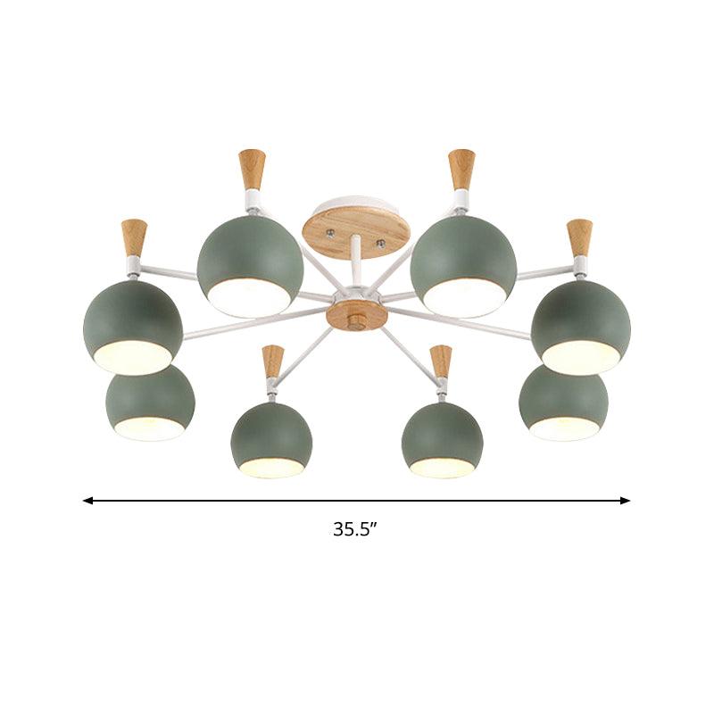 Macaron Nordic Orb Hanging Pendant 8 Bulbs Chandelier Light - Rebooters
