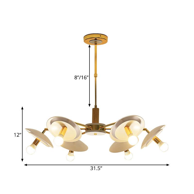 2 Tiers Hemisphere Hanging Light Simple Style Metal 4/6 Lights White Chandelier - Rebooters