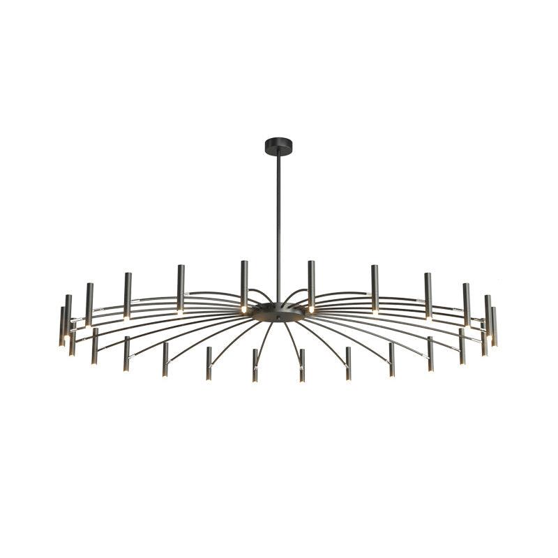 Adjustable Linear Shade Large Chandelier Metal 12/24 Lights Modern Ceiling Light Black Rose Gold - Rebooters