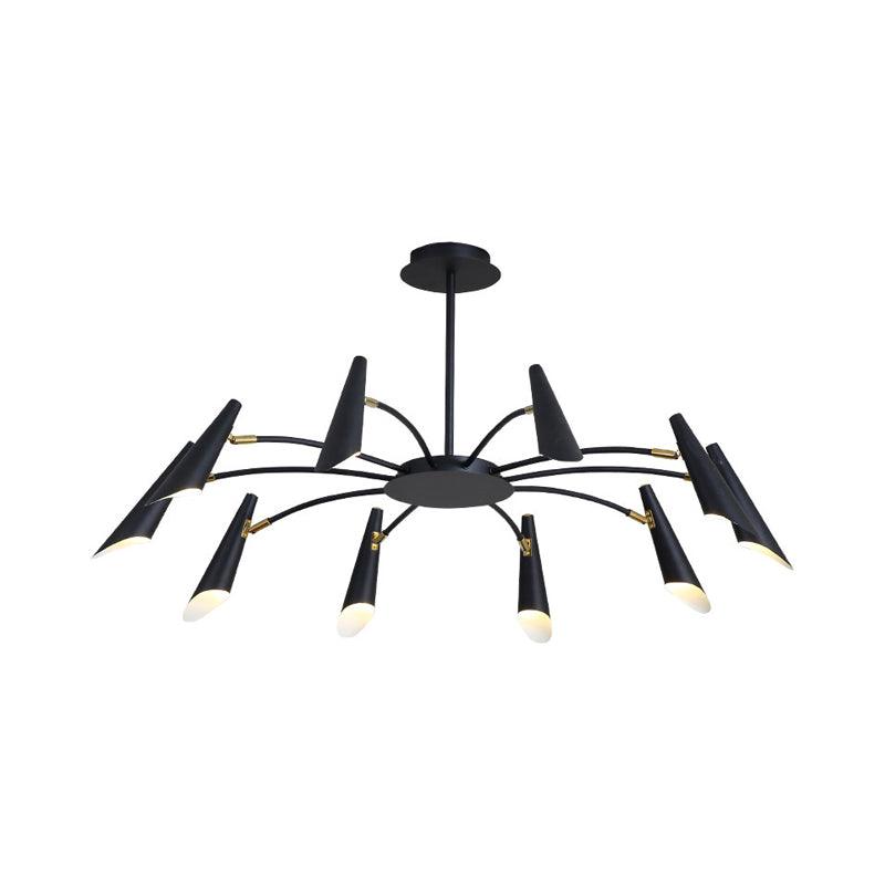 10-Head Horn Ceiling Lamp Contemporary Metallic Chandelier Light in Black/White - Rebooters