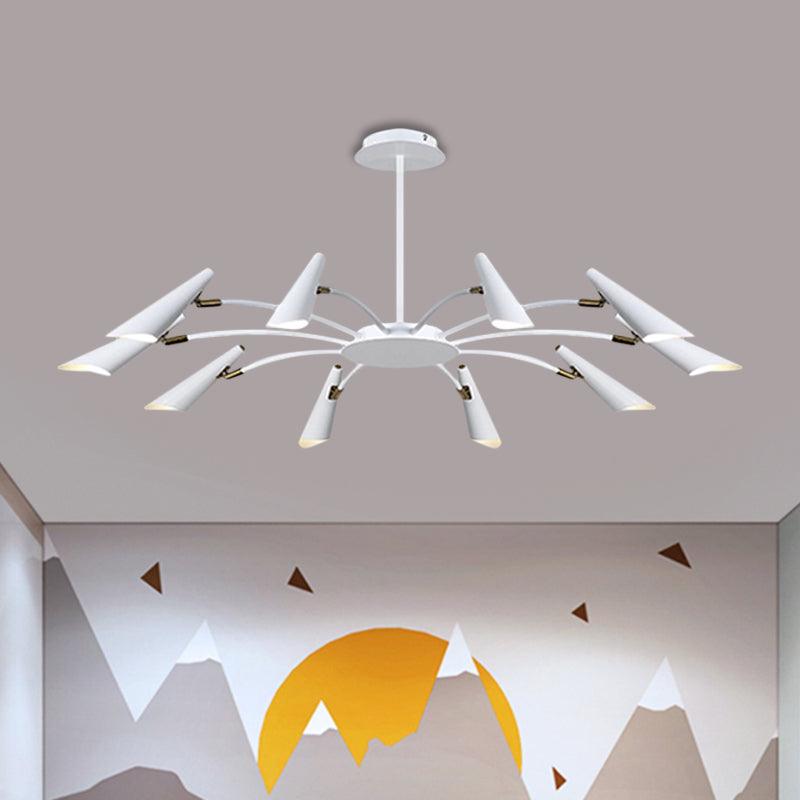 10-Head Horn Ceiling Lamp Contemporary Metallic Chandelier Light in Black/White - Rebooters