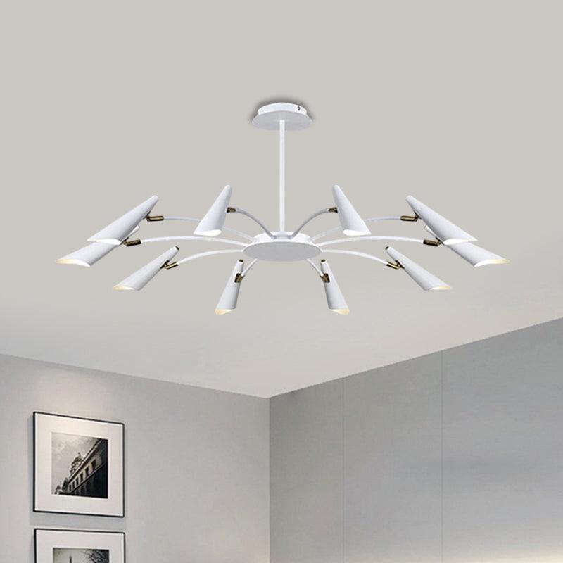 10-Head Horn Ceiling Lamp Contemporary Metallic Chandelier Light in Black/White - Rebooters