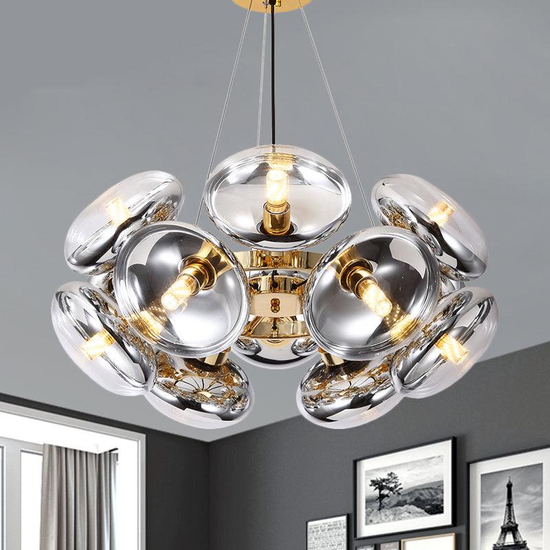 12-Light Round Shade Chandelier Modern Clear Glass Light - Rebooters