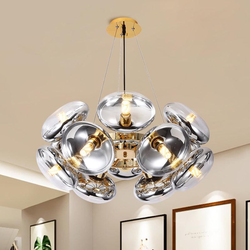 12-Light Round Shade Chandelier Modern Clear Glass Light - Rebooters