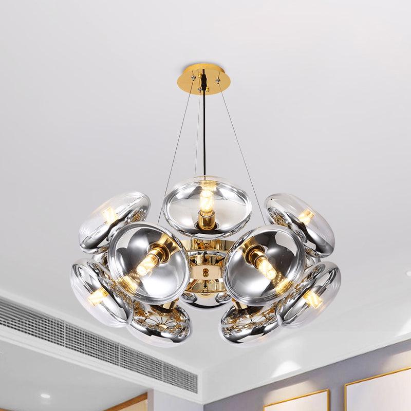 12-Light Round Shade Chandelier Modern Clear Glass Light - Rebooters