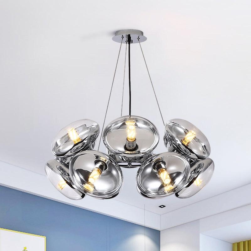 12-Light Round Shade Chandelier Modern Clear Glass Light - Rebooters
