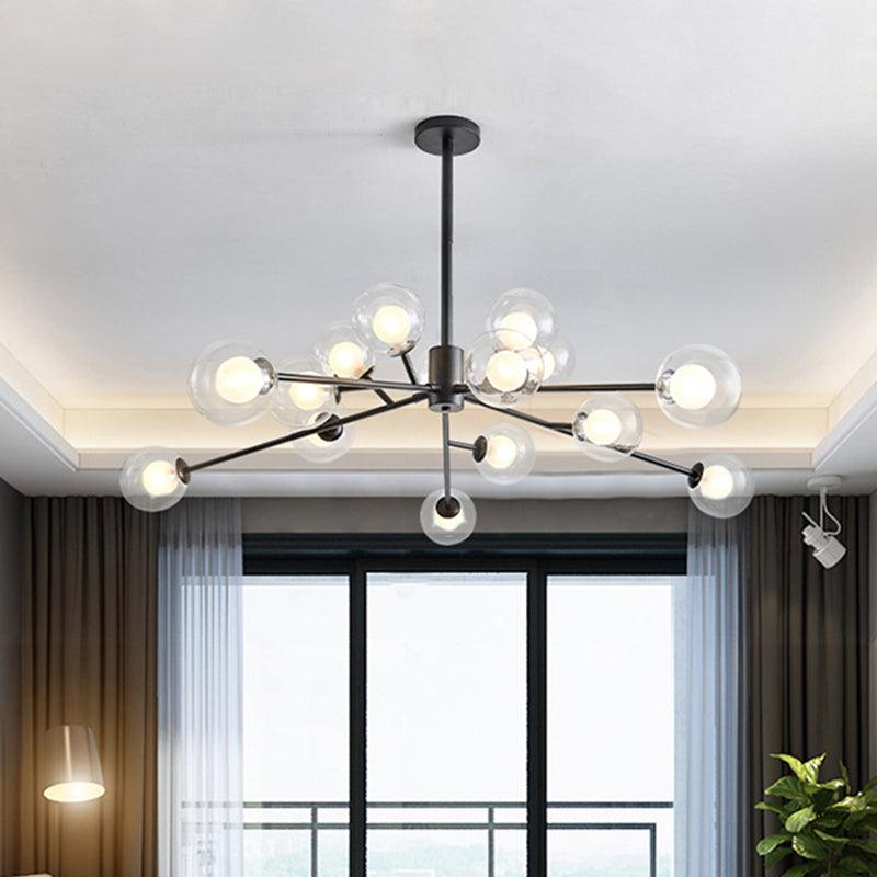 Restaurant Hotel Branch Large Chandelier Metal 15/18 Lights Modern Black Gold Hanging Lamp - Rebooters