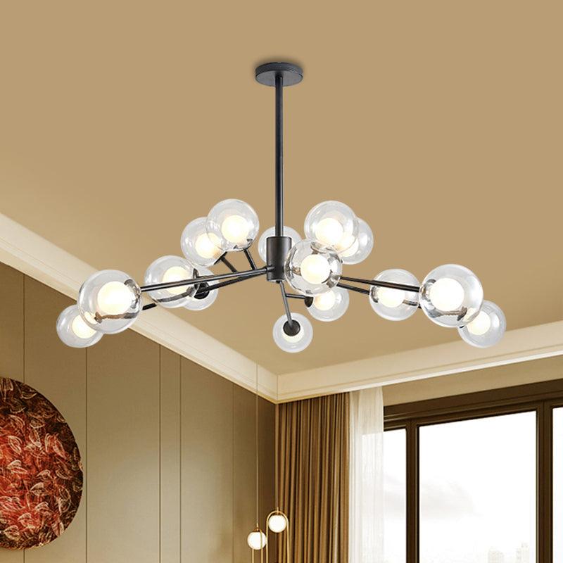 Restaurant Hotel Branch Large Chandelier Metal 15/18 Lights Modern Black Gold Hanging Lamp - Rebooters