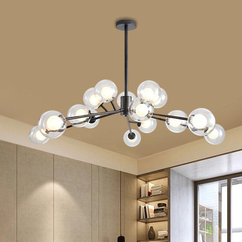 Restaurant Hotel Branch Large Chandelier Metal 15/18 Lights Modern Black Gold Hanging Lamp - Rebooters
