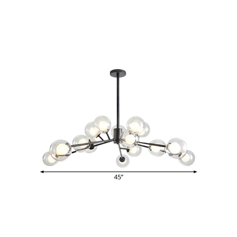 Restaurant Hotel Branch Large Chandelier Metal 15/18 Lights Modern Black Gold Hanging Lamp - Rebooters