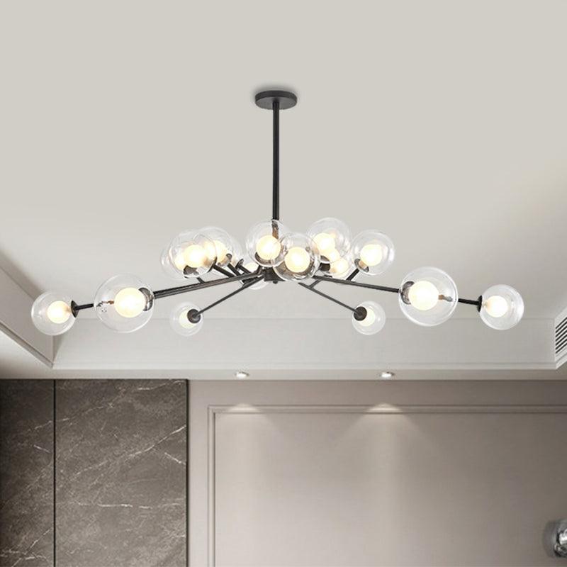 Restaurant Hotel Branch Large Chandelier Metal 15/18 Lights Modern Black Gold Hanging Lamp - Rebooters