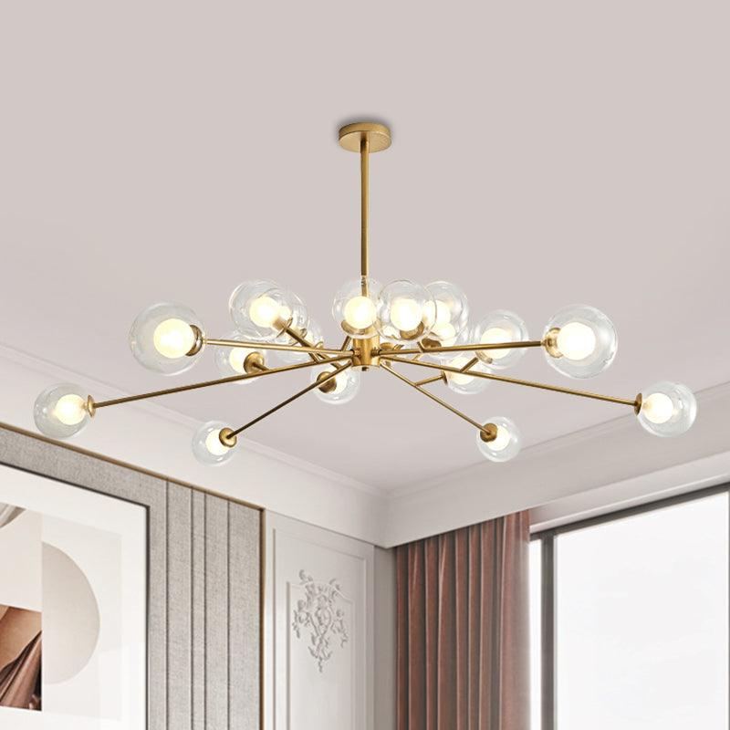 Restaurant Hotel Branch Large Chandelier Metal 15/18 Lights Modern Black Gold Hanging Lamp - Rebooters