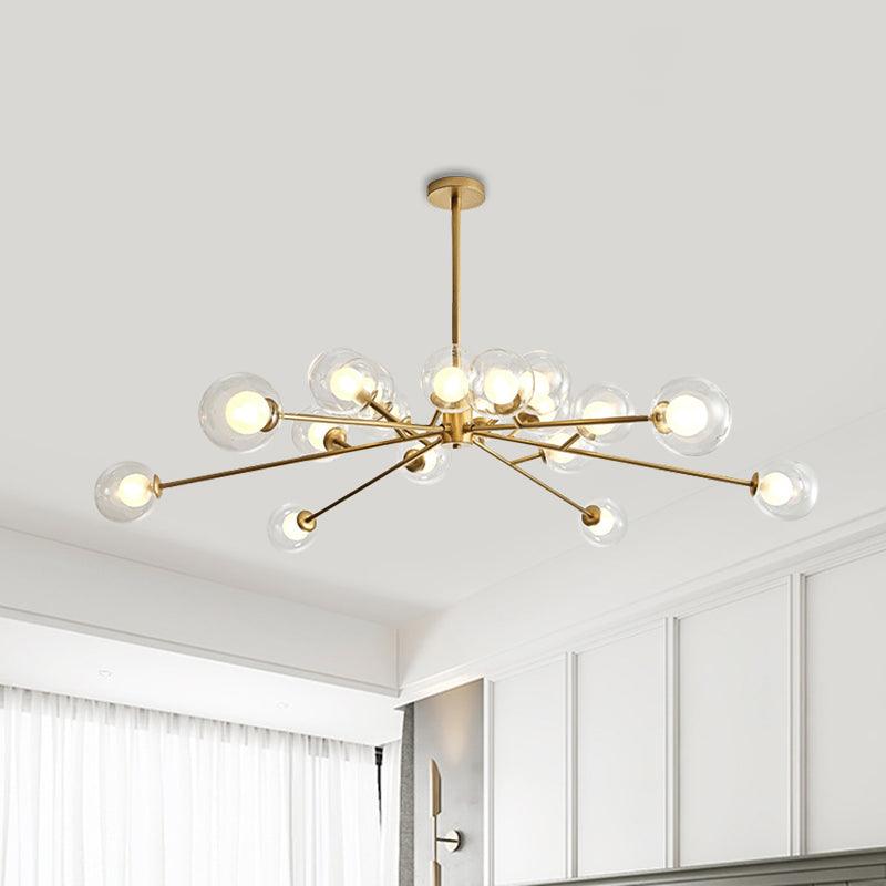 Restaurant Hotel Branch Large Chandelier Metal 15/18 Lights Modern Black Gold Hanging Lamp - Rebooters