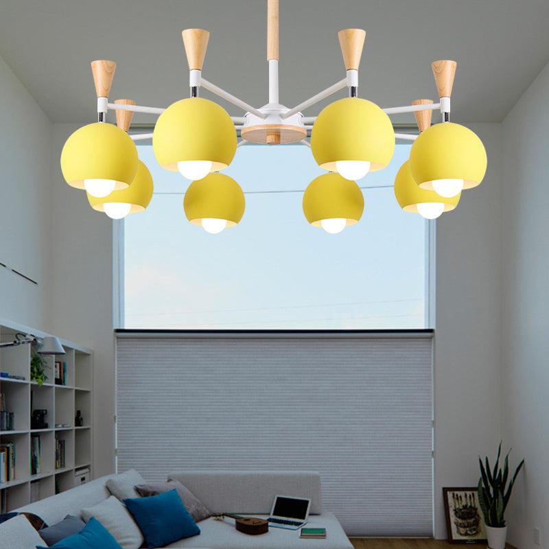 6 Lights Spherical Ceiling Pendant Macaron Metal Chandelier - Rebooters
