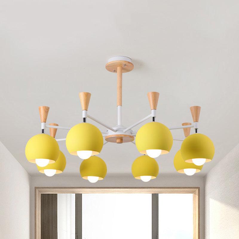 6 Lights Spherical Ceiling Pendant Macaron Metal Chandelier - Rebooters