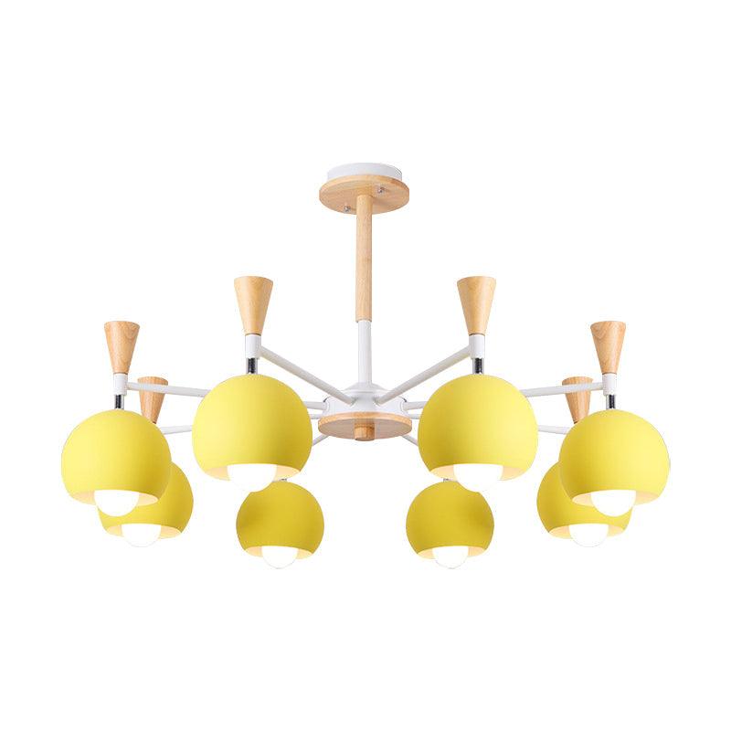 6 Lights Spherical Ceiling Pendant Macaron Metal Chandelier - Rebooters