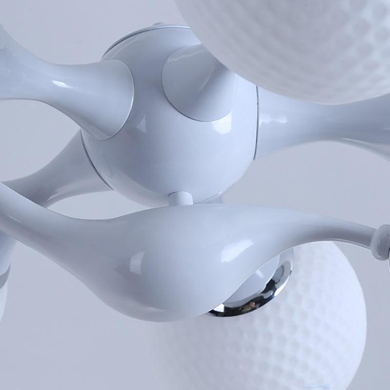 5 Bulbs Spherical Shade Chandelier Contemporary Metal Pendant Light in White for Office - Rebooters