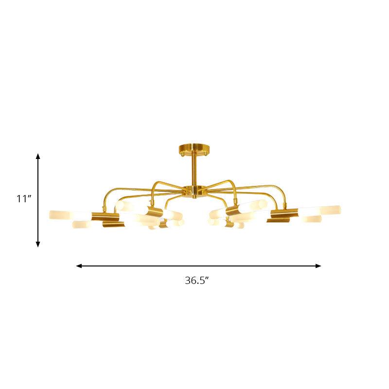 Acrylic Tube Shade Ceiling Chandelier Hotel 12/16 Lights Modern Metal Lamp in Gold - Rebooters