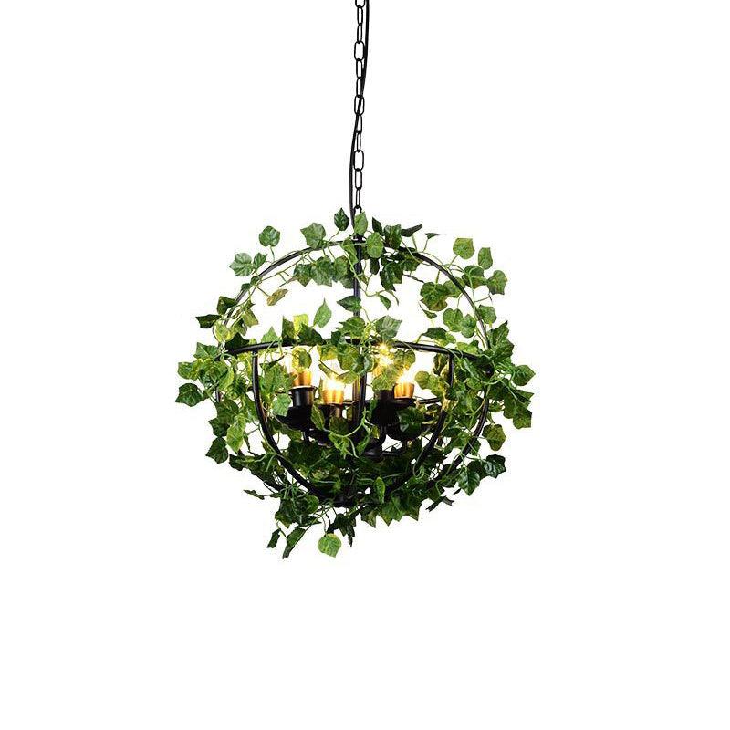 4-Head Plant Pendant Chandelier Black Iron Cage Light - Rebooters