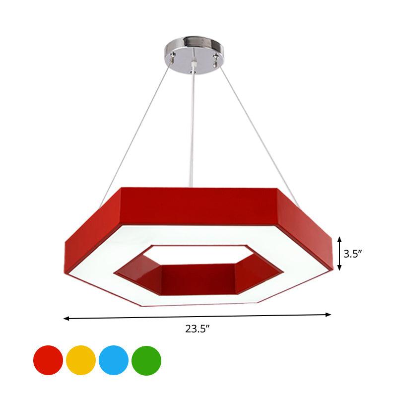 Acrylic Hexagon Ring Down Lighting Simple LED Chandelier for Kindergarten - Rebooters