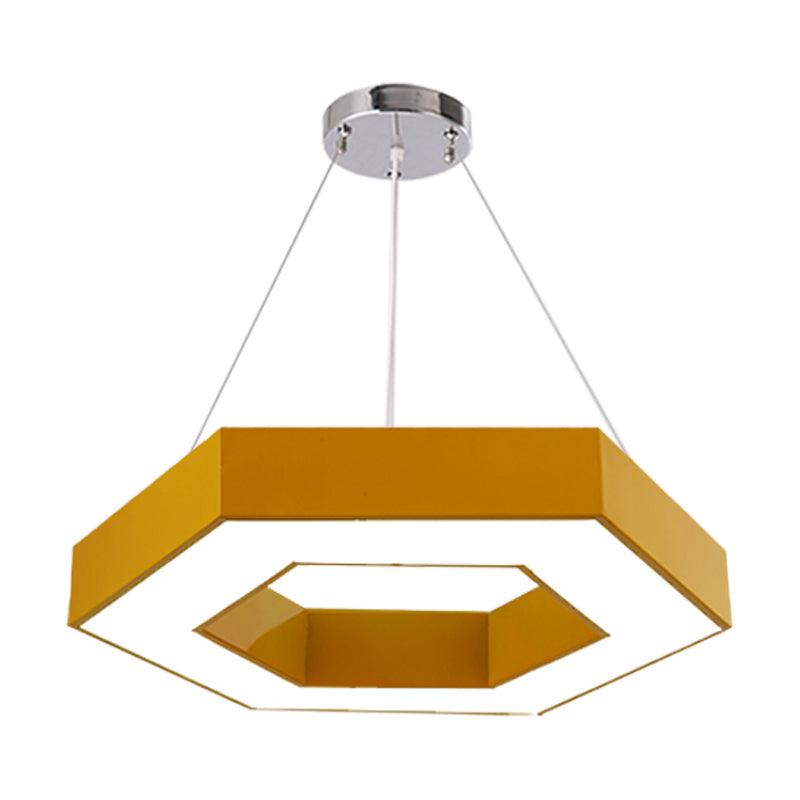 Acrylic Hexagon Ring Down Lighting Simple LED Chandelier for Kindergarten - Rebooters