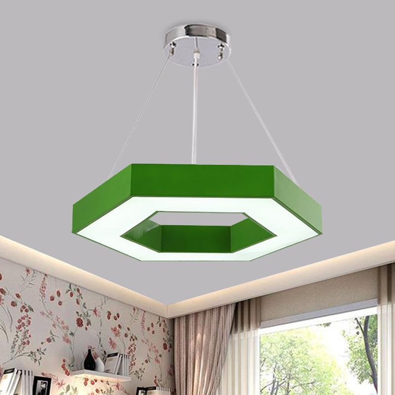 Acrylic Hexagon Ring Down Lighting Simple LED Chandelier for Kindergarten - Rebooters