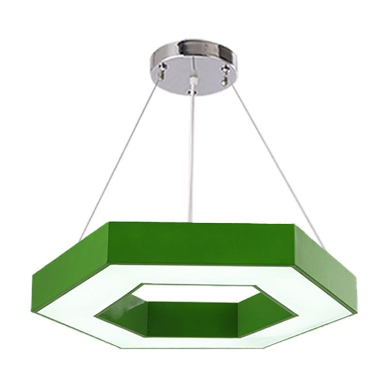 Acrylic Hexagon Ring Down Lighting Simple LED Chandelier for Kindergarten - Rebooters