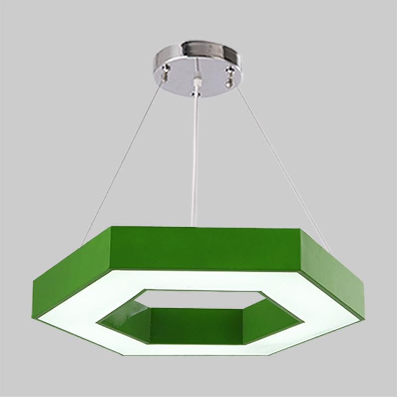 Acrylic Hexagon Ring Down Lighting Simple LED Chandelier for Kindergarten - Rebooters