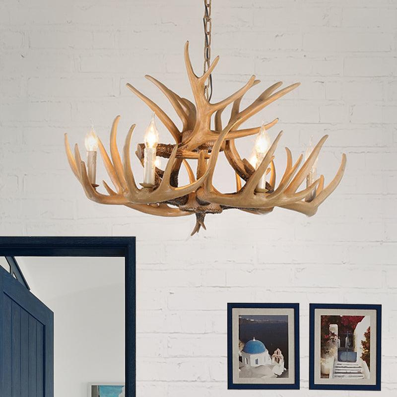 Antler Living Room Hanging Lamp Traditional Resin Chandelier - Rebooters