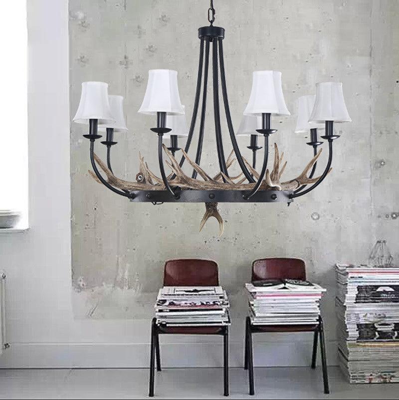 Bend Arm Metallic Hanging Chandelier 8-Bulb Kitchen Lamp - Rebooters