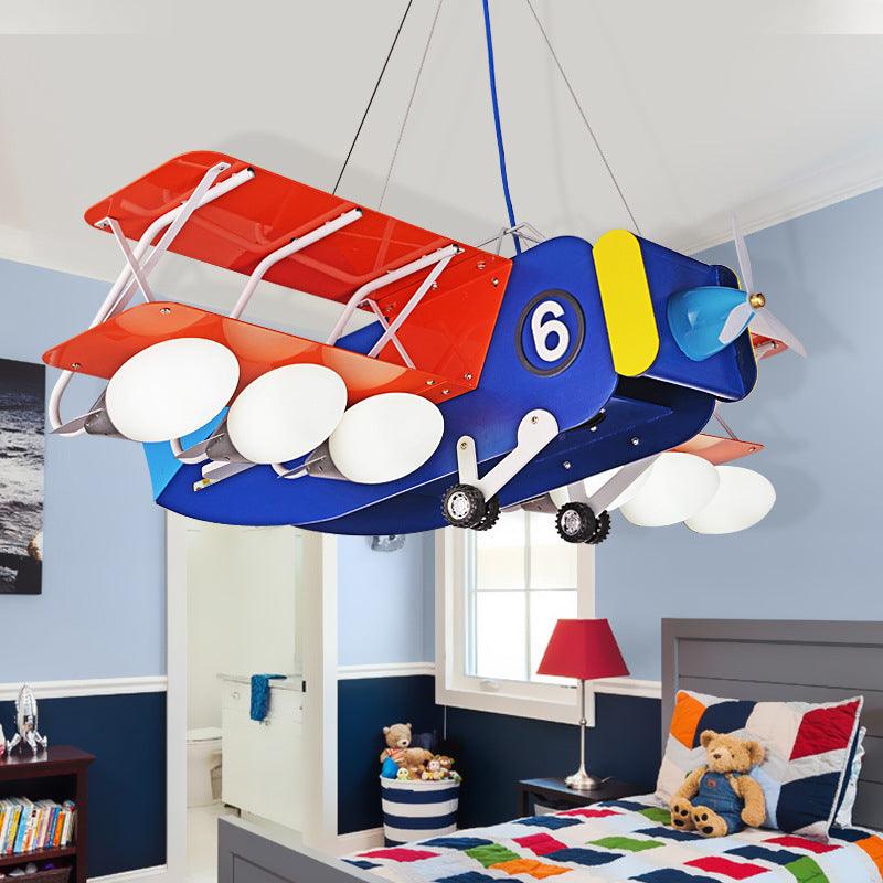 Cartoon Wright Flyer Chandelier 6 Bulbs Kids Ceiling Light - Rebooters