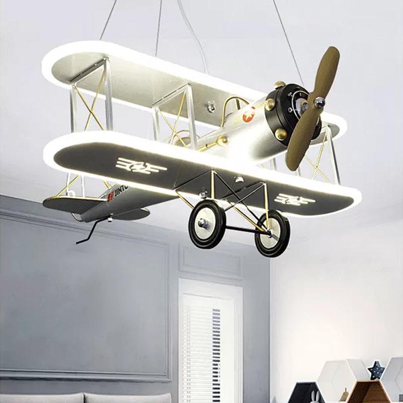 Biplane Acrylic Chandelier Lamp Kids LED White Ceiling Pendant Light - Rebooters