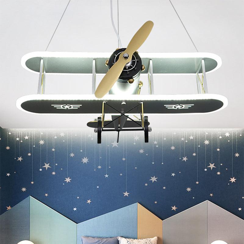 Biplane Acrylic Chandelier Lamp Kids LED White Ceiling Pendant Light - Rebooters
