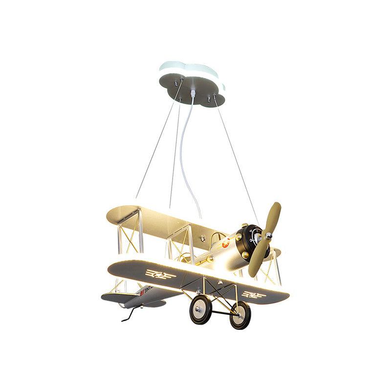 Biplane Acrylic Chandelier Lamp Kids LED White Ceiling Pendant Light - Rebooters
