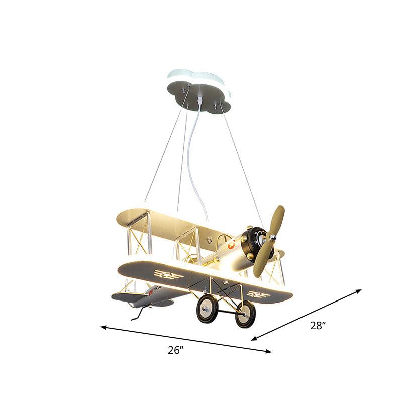 Biplane Acrylic Chandelier Lamp Kids LED White Ceiling Pendant Light - Rebooters