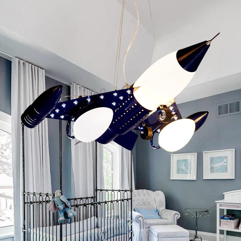 Dark Blue Airplane Drop Pendant Cartoon Chandelier Lighting - Rebooters
