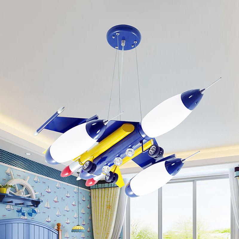 Airplane Suspension Pendant Light Kids White Glass LED Chandelier - Rebooters