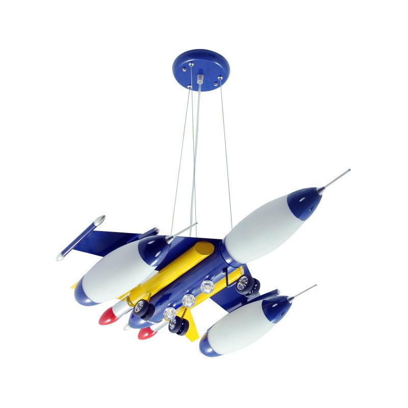 Airplane Suspension Pendant Light Kids White Glass LED Chandelier - Rebooters
