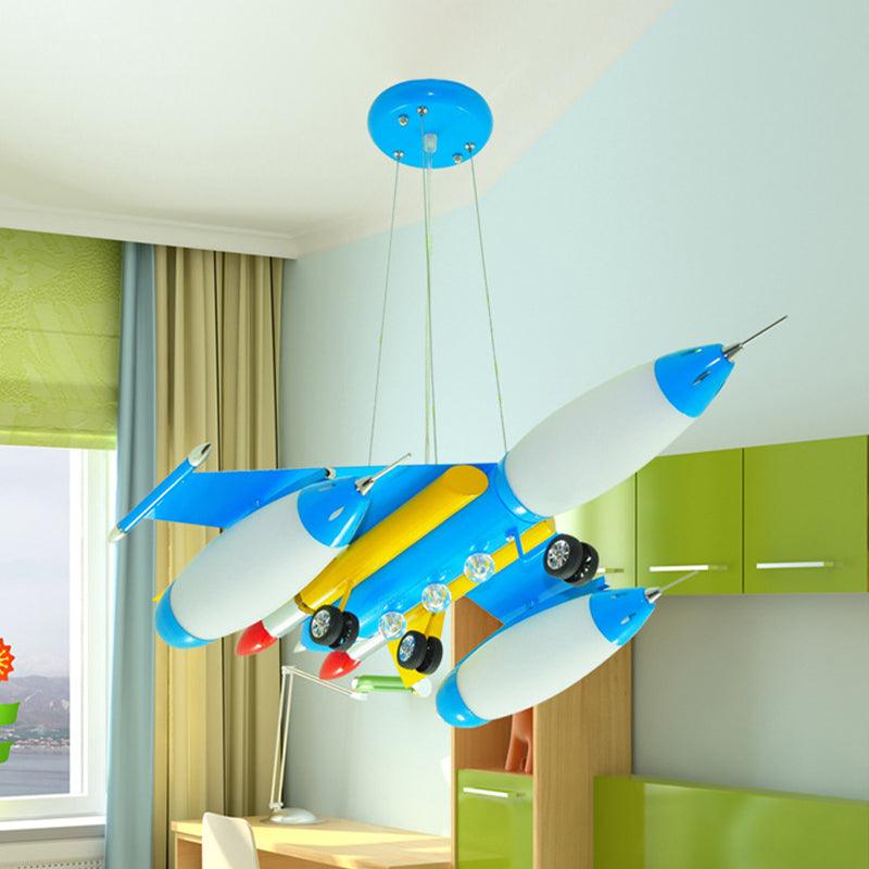 Airplane Suspension Pendant Light Kids White Glass LED Chandelier - Rebooters